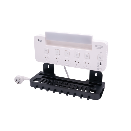 Click Power Board Tool Rack with LED Light - 5 Outlet