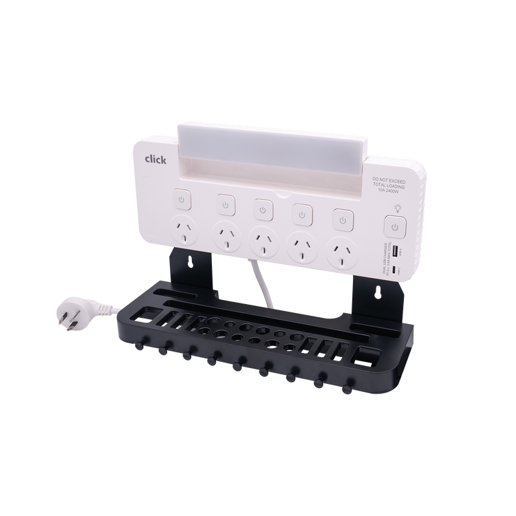 Click Power Board Tool Rack with LED Light - 5 Outlet