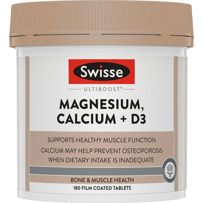 Swisse Ultiboost Magnesium Calcium + D3 Tablets 180 Pack