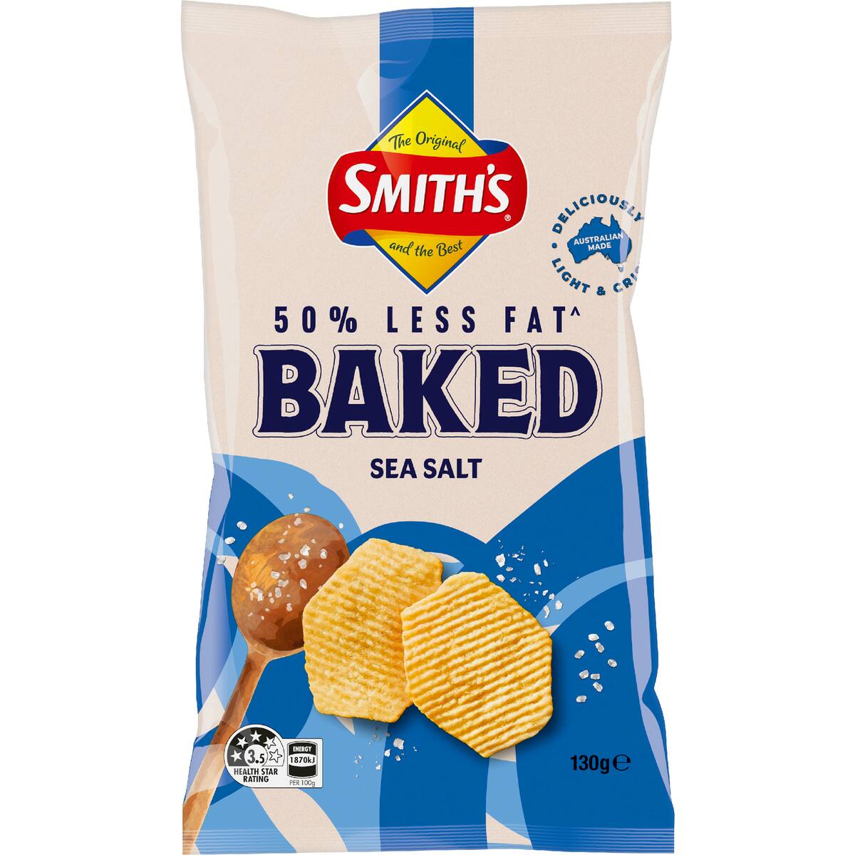 Smith's Crinkle Cut Baked Potato Chips Sea Salt 130g