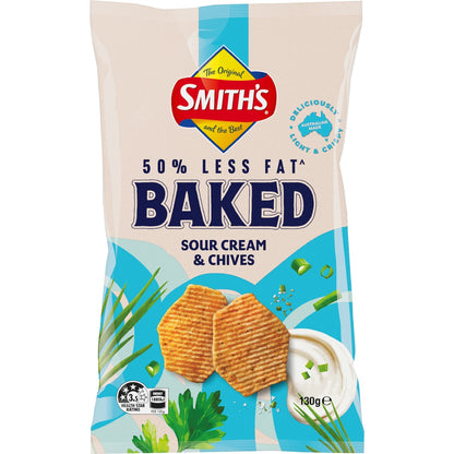 Smiths Crinkle Cut Baked Potato Chips Sour Cream & Chives 130g