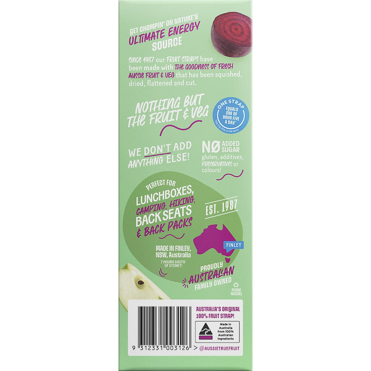 True Fruit 100% Aussie Apple Beetroot & Mint Straps 120g