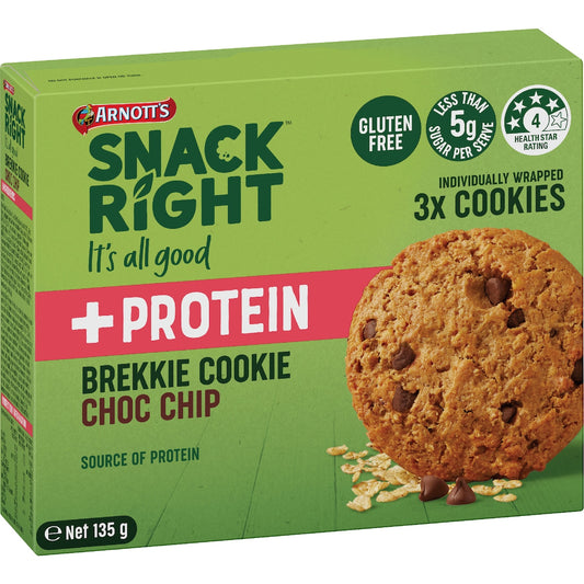 Arnotts Snack Right + Protein Brekkie Cookie Choc Chip 135g