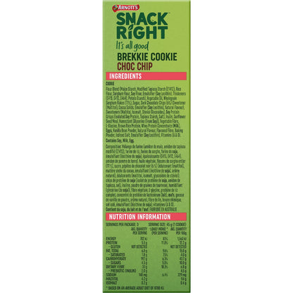 Arnotts Snack Right + Protein Brekkie Cookie Choc Chip 135g