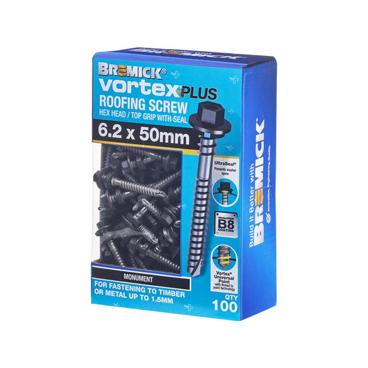 Bremick Vortex Plus Roofing Screw - 6.2 x 50mm - 100 Pack