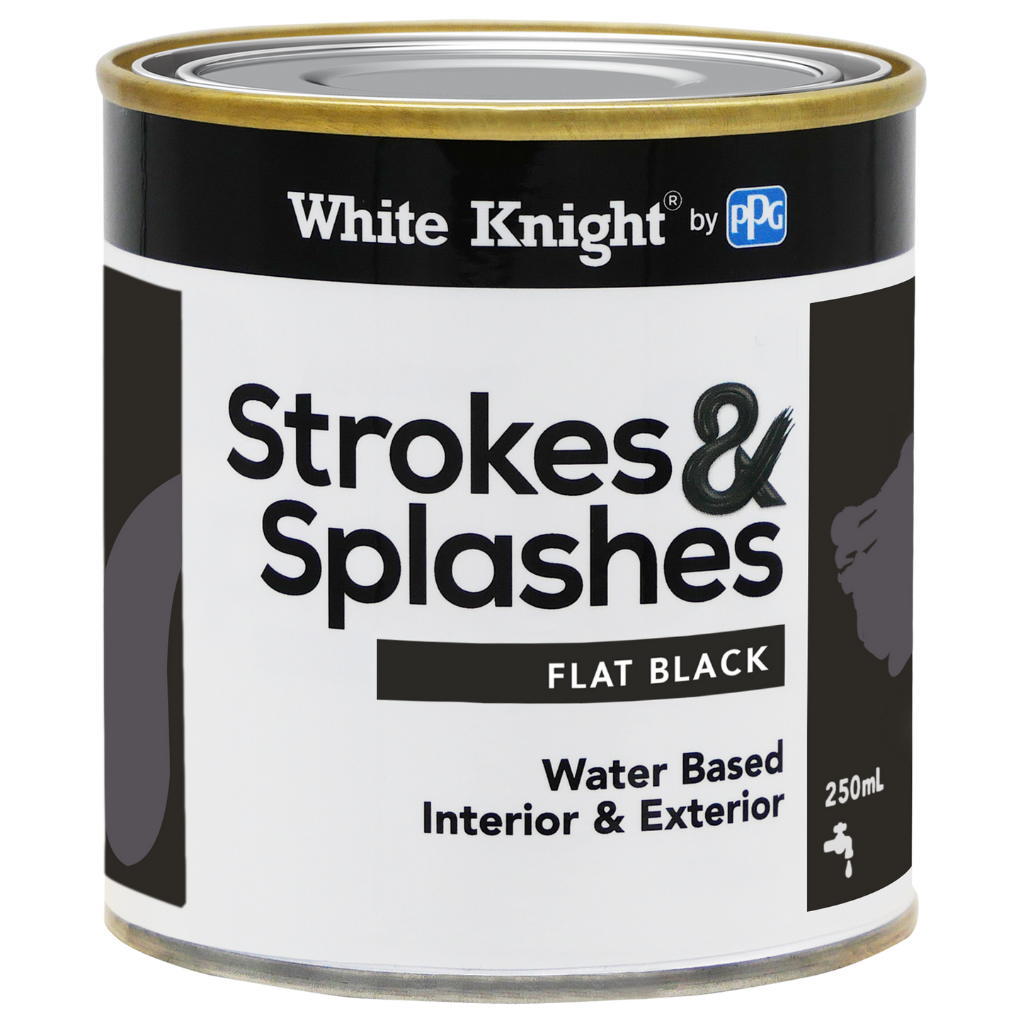 White Knight Black Flat Strokes and Splashes Paint - 250ml
