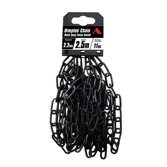 Pinnacle Dimpled Chain - Black Epoxy Resin Coated, 2.2mm x 2.5m 11kg Working Load Limit