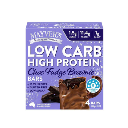 Mayver's Low Carb High Protein Choc Fudge Brownie Bars 4 Pack - 128g