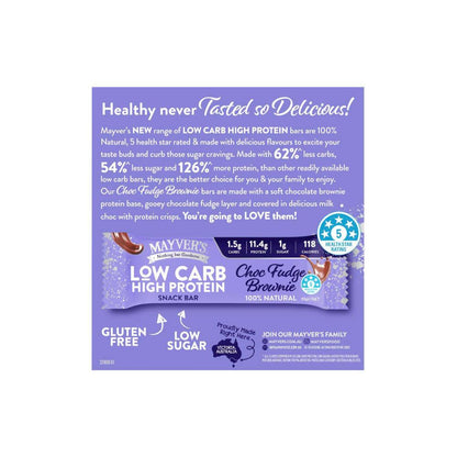 Mayver's Low Carb High Protein Choc Fudge Brownie Bars 4 Pack - 128g