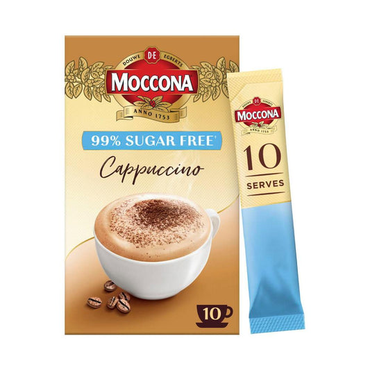 Moccona 99% Sugar Free Cappuccino Coffee Sachets - 10 Pack