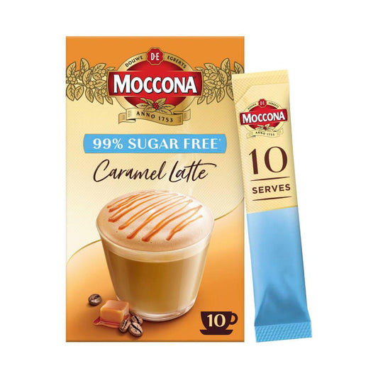 Moccona 99% Sugar Free Caramel Latte Coffee Sachets - 10 Pack