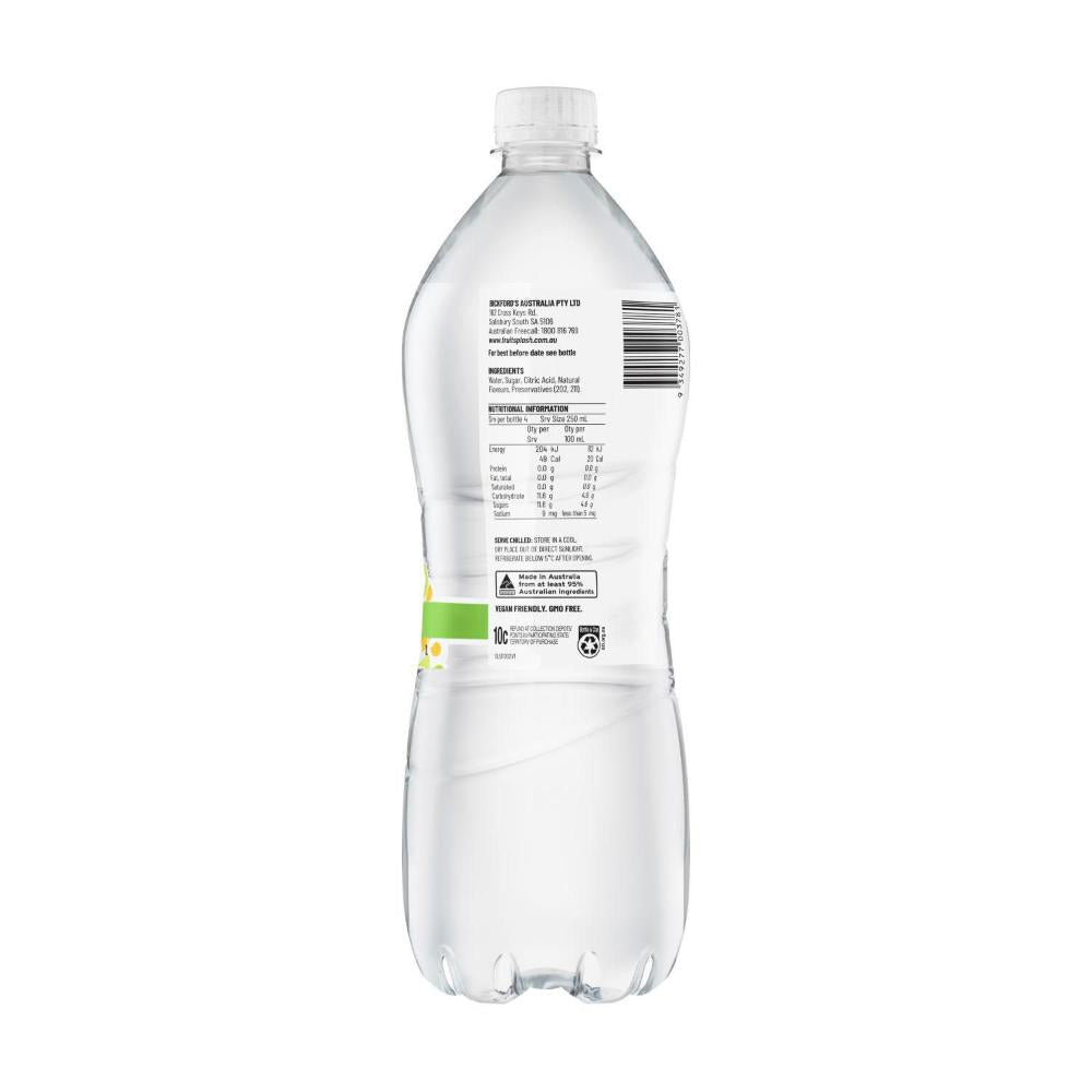 AquaPura Fruit Splash Flavoured Water Lemon Lime - 1L