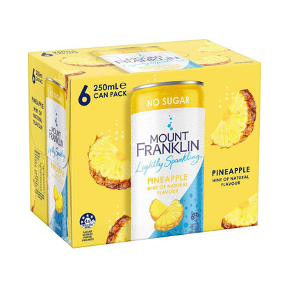 Mount Franklin Lightly Sparkling Water Pineapple Multipack Mini Cans 250ml - 6 Pack
