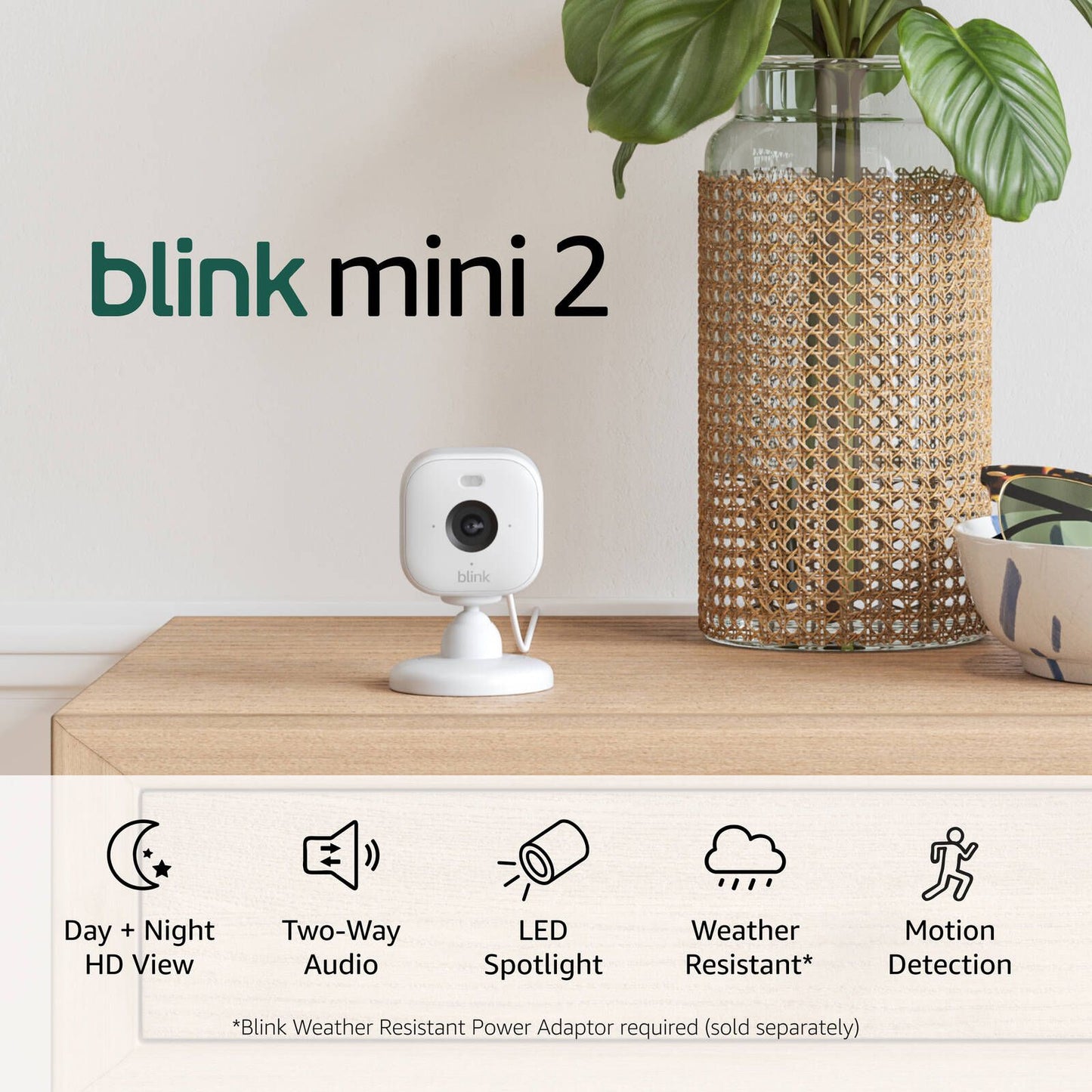 Blink Mini 2 Smart Security Camera - 2 Pack - White