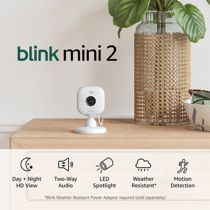 Blink Mini 2 Smart Security Camera - 2 Pack - White