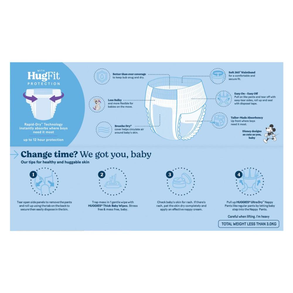Huggies Nappy Pants Size 4 Boy Jumbo - 62 Pack