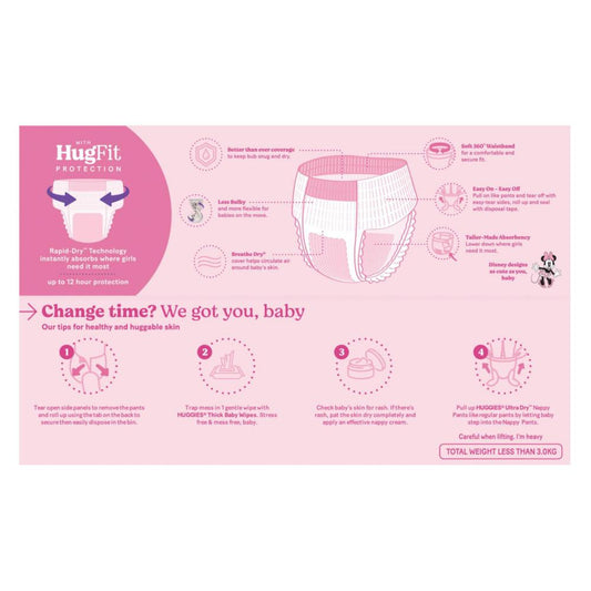 Huggies Jumbo Nappy Pants Size 4 Girl - 62 Pack