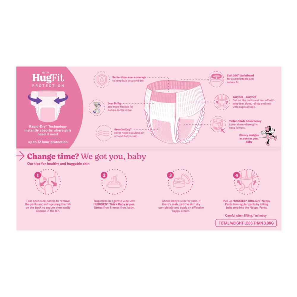 Huggies Jumbo Nappy Pants Size 5 Girl - 54 Pack