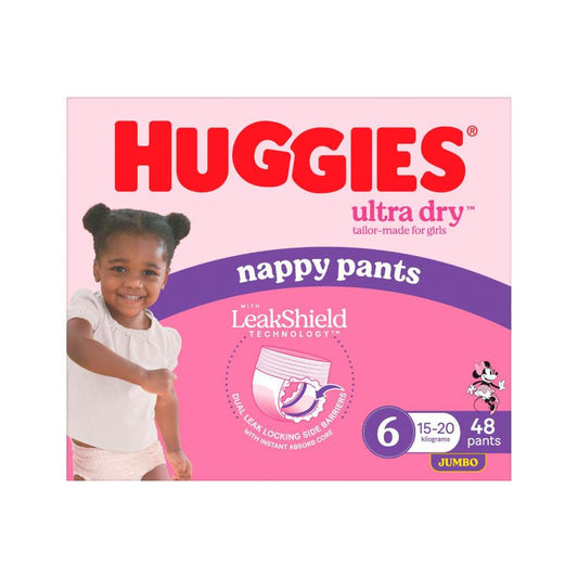 Huggies Jumbo Nappy Pants Size 6 Girl - 48 Pack
