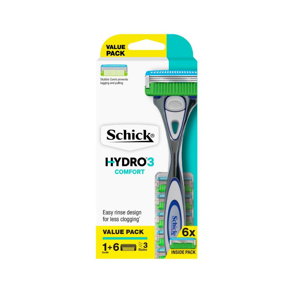 Schick Hydro 3 Comfort Razor Kit With 6 Refill Blades - 1 Pack
