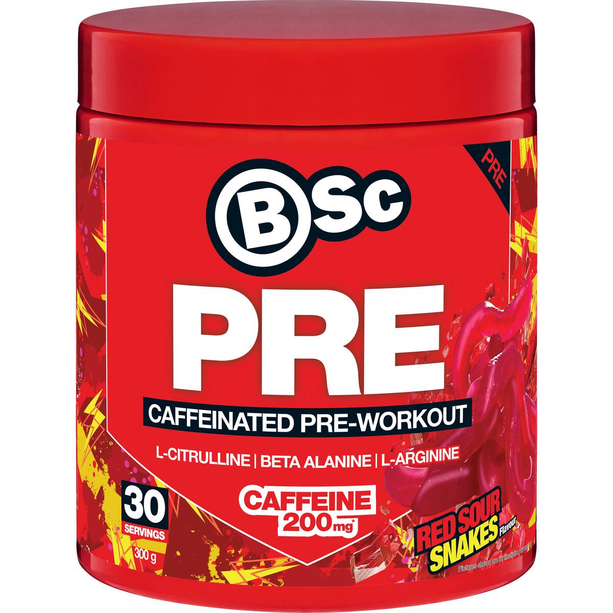 Bsc Pre Caffeinated Pre-workout Red Sour Snakes 300g