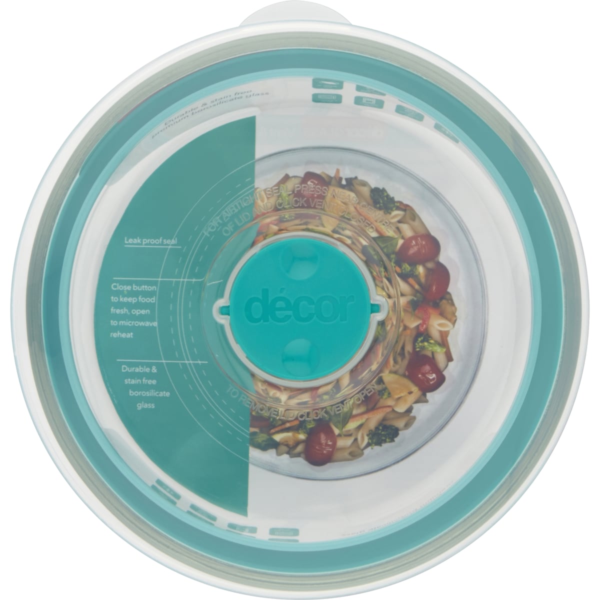 Decor Vent & Seal Glass Container Round 750ml Each