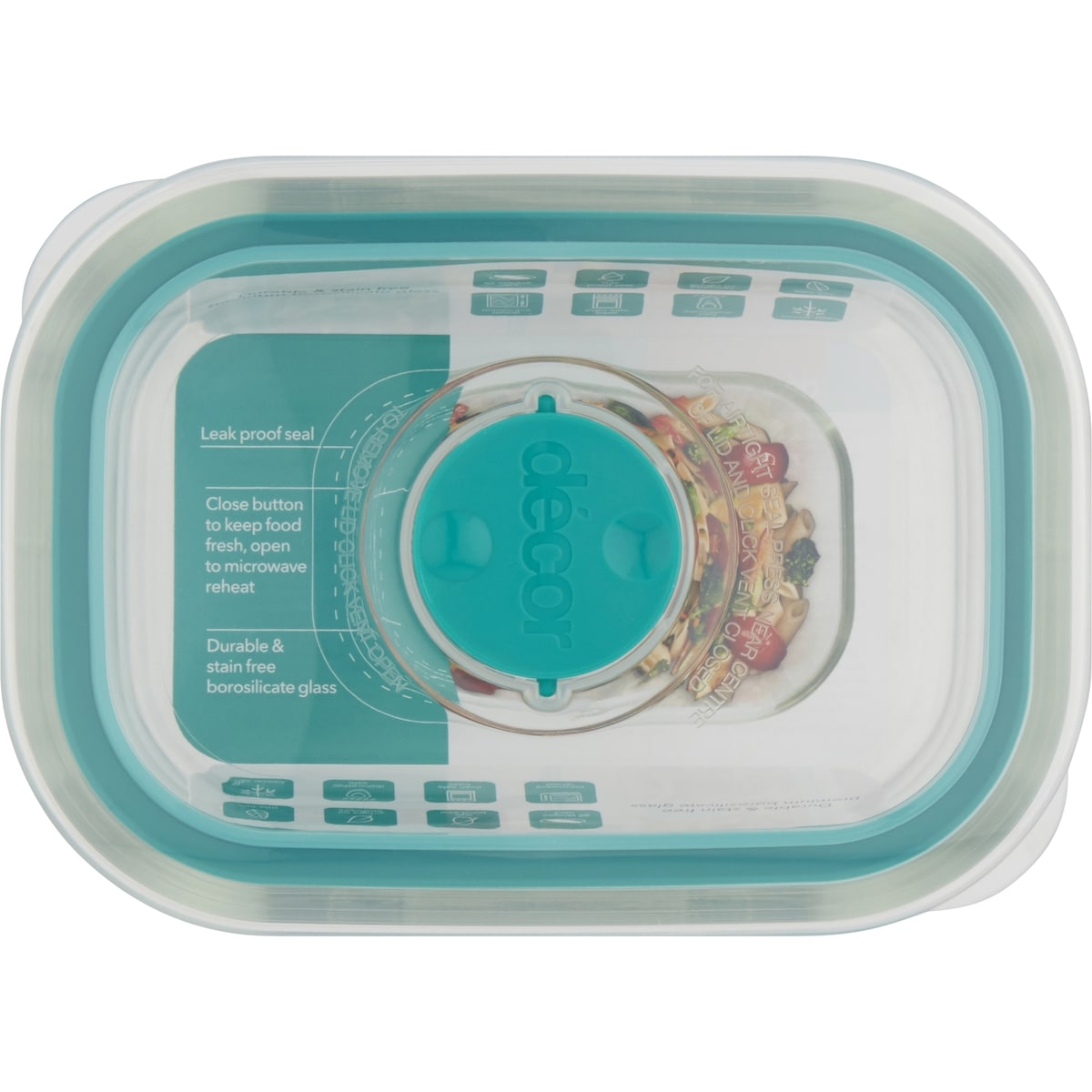 Decor Vent & Seal Glass Container Oblong 600ml Each