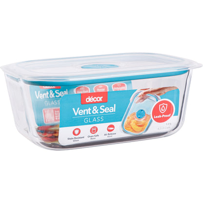 Decor Vent & Seal Glass Container Oblong 1l Each