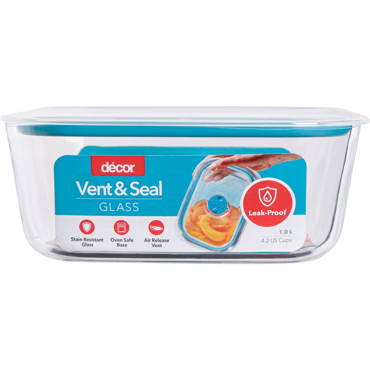 Decor Vent & Seal Glass Container Oblong 1l Each