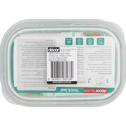 Decor Vent & Seal Glass Container Oblong 1l Each
