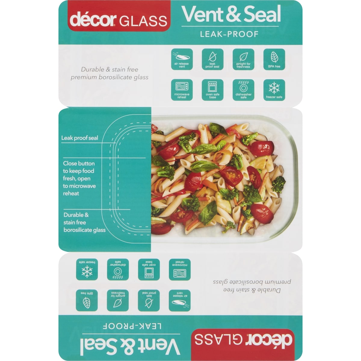 Decor Vent & Seal Glass Container Oblong 1l Each
