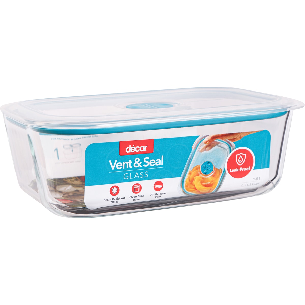 Decor Vent & Seal Glass Container Oblong 1.5l Each