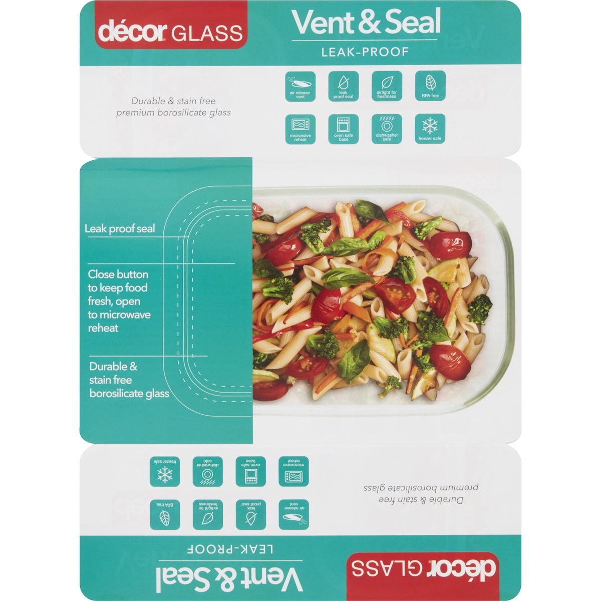 Decor Vent & Seal Glass Container Oblong 1.5l Each
