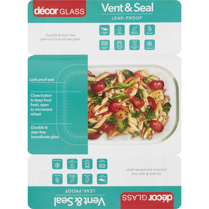 Decor Vent & Seal Glass Container Oblong 1.5l Each