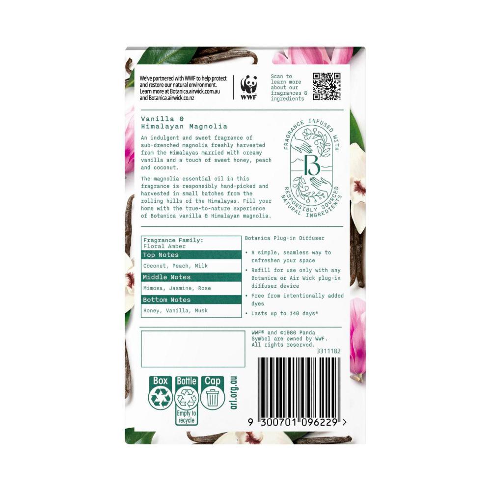 Botanica By Air Wick Air Freshener Plug In Diffuser Le Vanilla & Himalayan Magnolia - 22mL