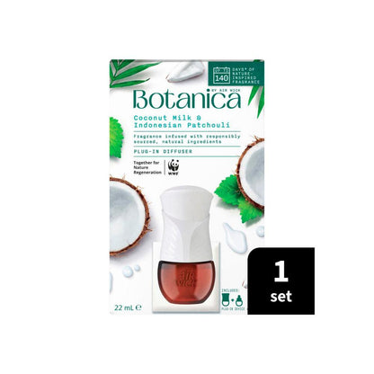 Botanica By Air Wick Air Plug In Diffuser Refill Coconut Milk & Indonesian Patchouli - 1 Pack