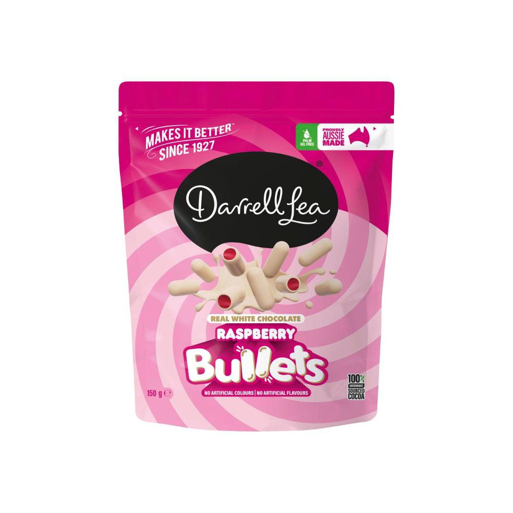 Darrell Lea White Chocolate Raspberry Bullets - 150g