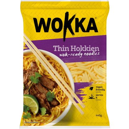 Wokka Shelf Fresh Thin Hokkien Noodles 440g