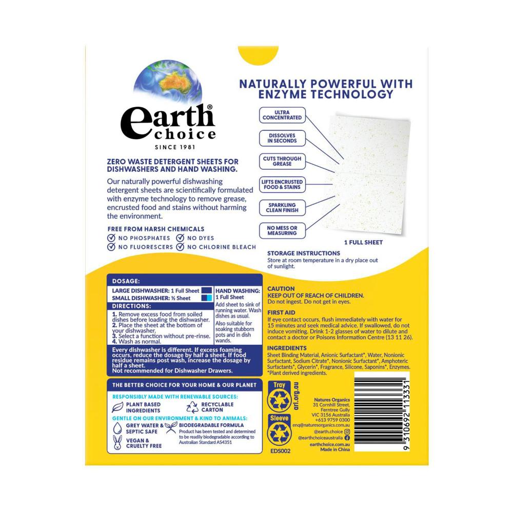 Earth Choice Dishwashing Sheets - 35 Pack
