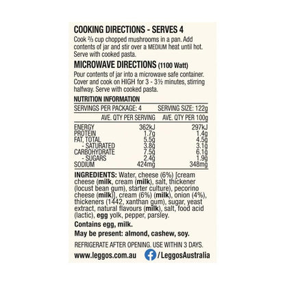 Leggos Pasta Sauce Carbonara Halal - 490g