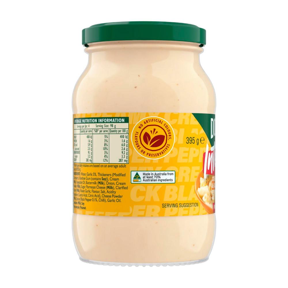 Dolmio Intensify Creamy Garlic & Black Pepper Pasta Sauce - 395g