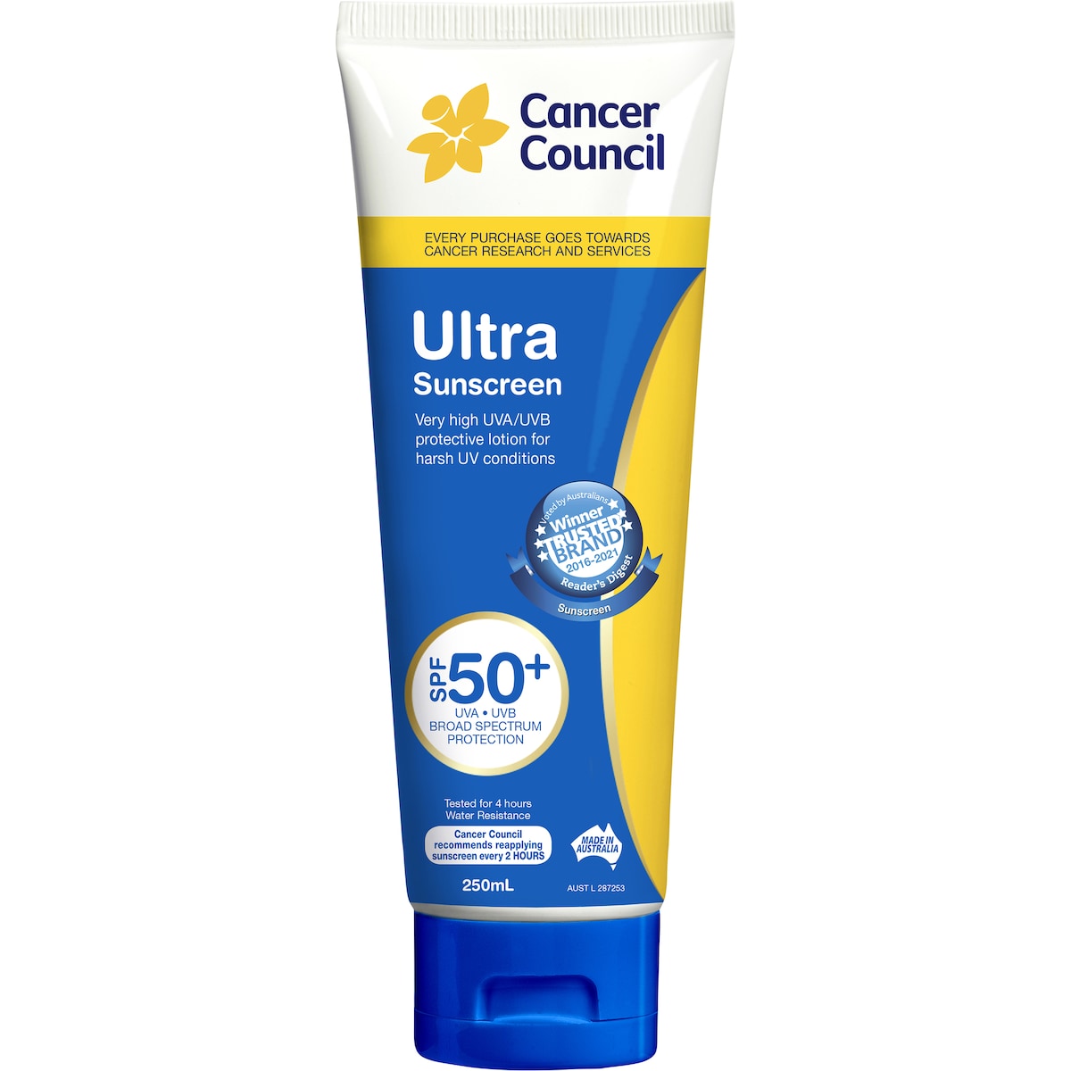 Cancer Council Spf 50+ Ultra Sunscreen Tube 250ml
