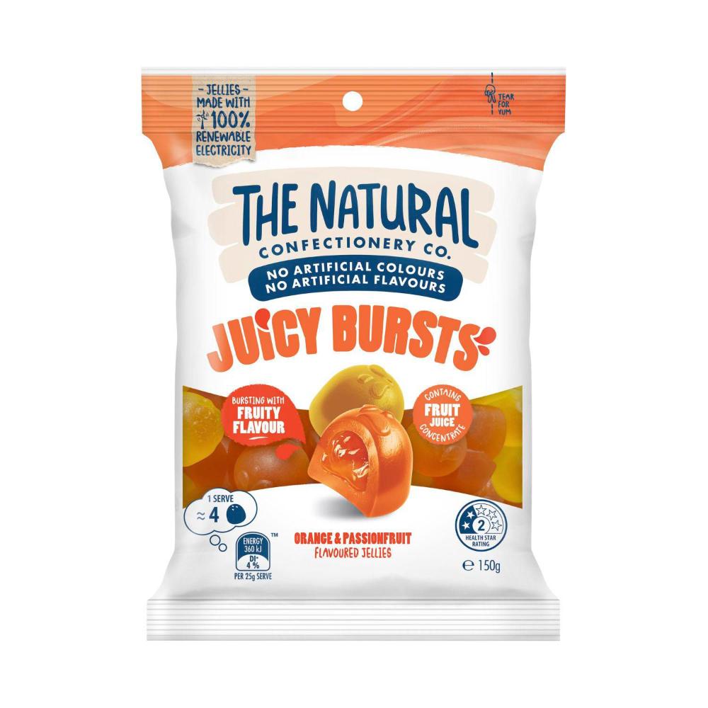 The Natural Confectionery Co. Juicy Bursts Orange & Passionfruit Lollies - 150g