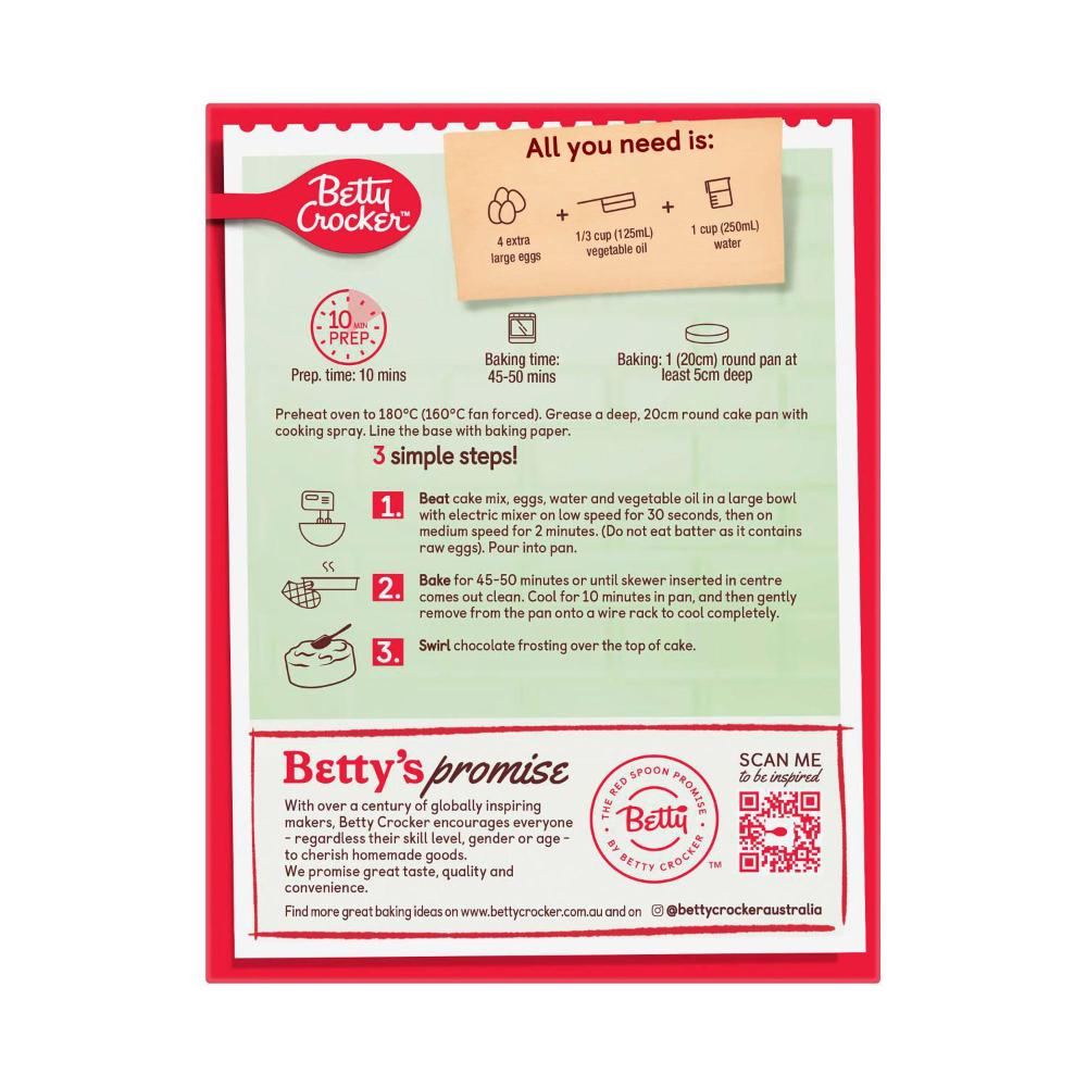 Betty Crocker Bake Smart Cake Mix Gluten Free Devils Food - 540g