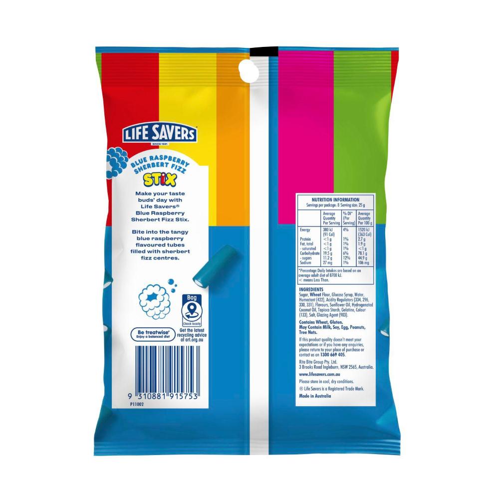 Life Savers Blue Raspberry Sherbert Fizz Stix - 200g