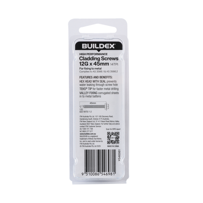 Buildex Roofing Teks Screws - 12g x 45mm - Class 3 - 8 Pack