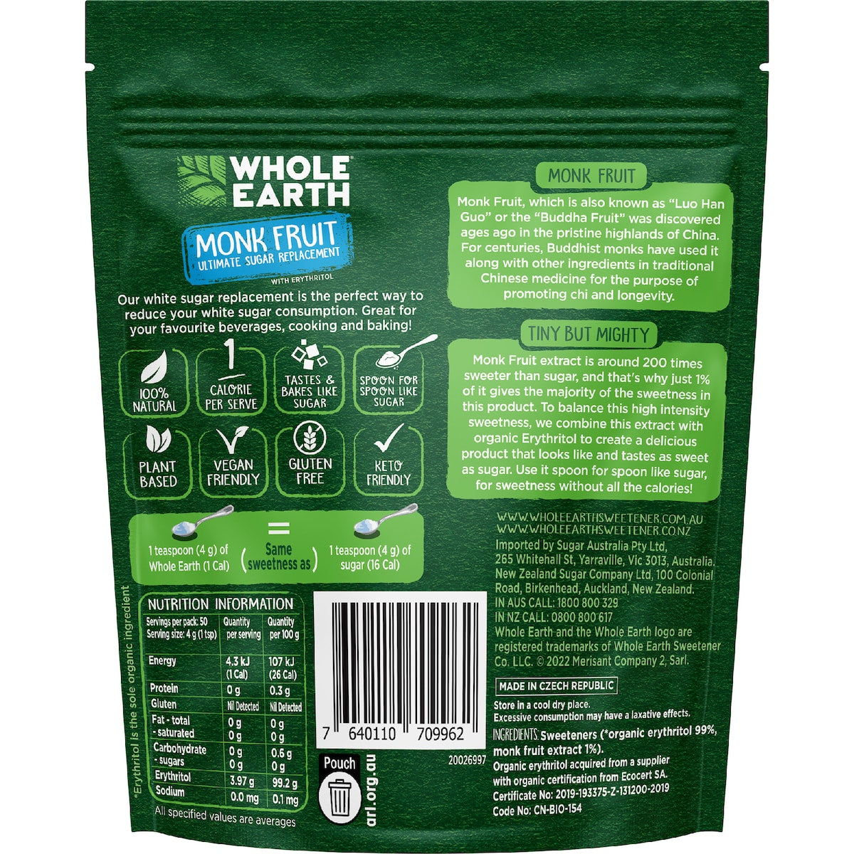 Whole Earth Monk Fruit Sweetener Granules 200g