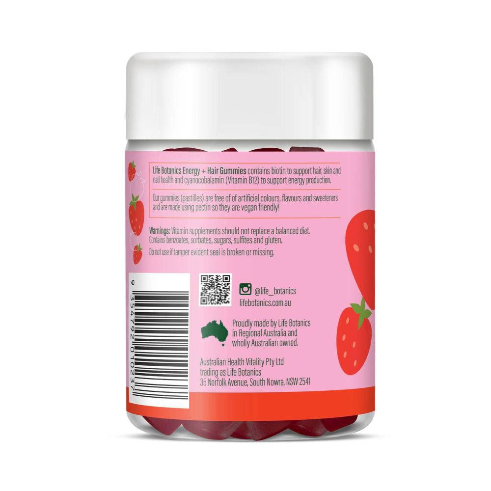 Life Botanics Gummies Energy + Hair Growth - 60 Pack
