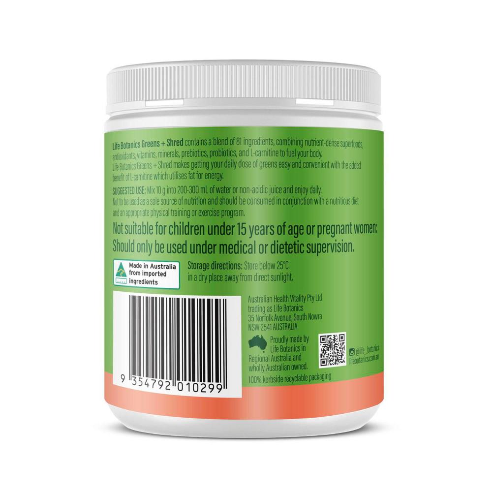 Life Botanics Powder Greens + Shred - 150g