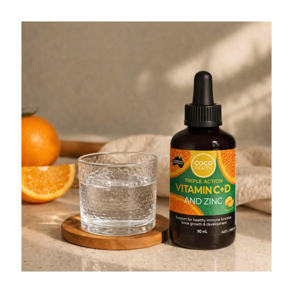 Coco Health Triple Action Vitamin C D & Zinc - 90mL